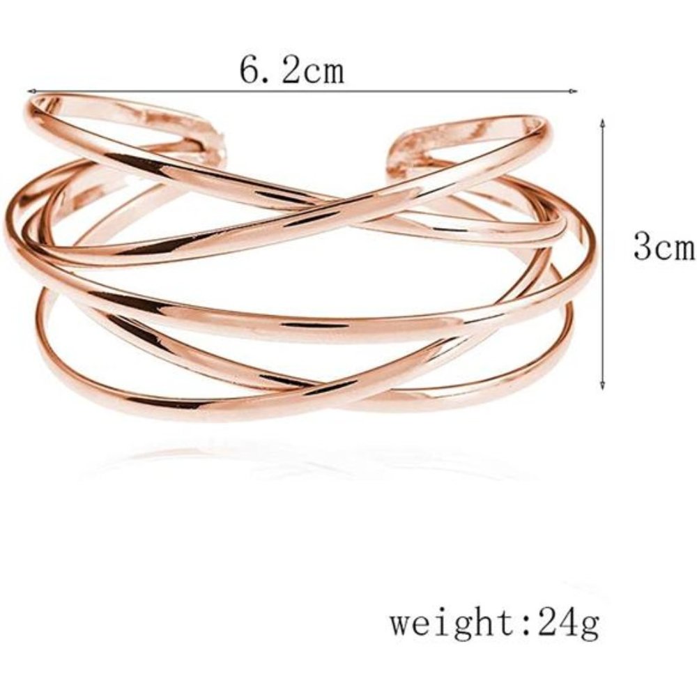 Multi-Layer Cross Wire Bangle Bracelet Open Adjus… - image 5